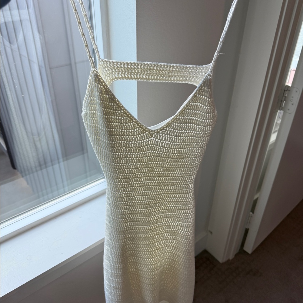 Tiger Mist White Crotchet Mini Dress